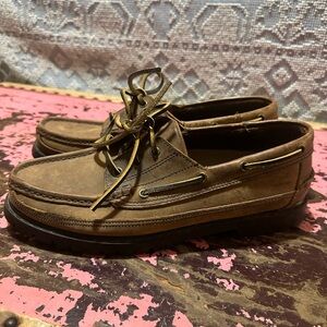 Trader Bay Tan Leather Boat Shoes Sz 9
